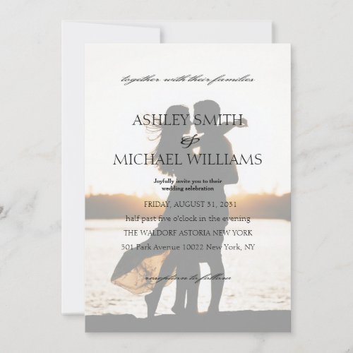 Elegant Romantic Calligraphic Photo Wedding Invitation