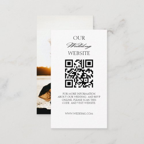 Elegant Romantic Calligraphic Photo Wedding QRCode Enclosure Card