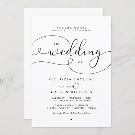 Elegant Romantic Calligraphy Script Wedding Invita Invitation | Zazzle