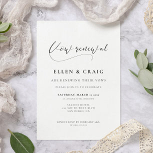 Elegant romantic calligraphy Vow renewal Invitation