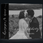 Elegant romantic calligraphy wedding photo album 3 ring binder<br><div class="desc">Keep your most precious wedding day memories in this binder. Fully customizable with your favorite wedding photo,  custom text or message,  and favorite colors.</div>