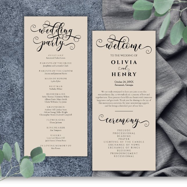 Elegant Romantic Calligraphy  Wedding Program  (Creator Uploaded)