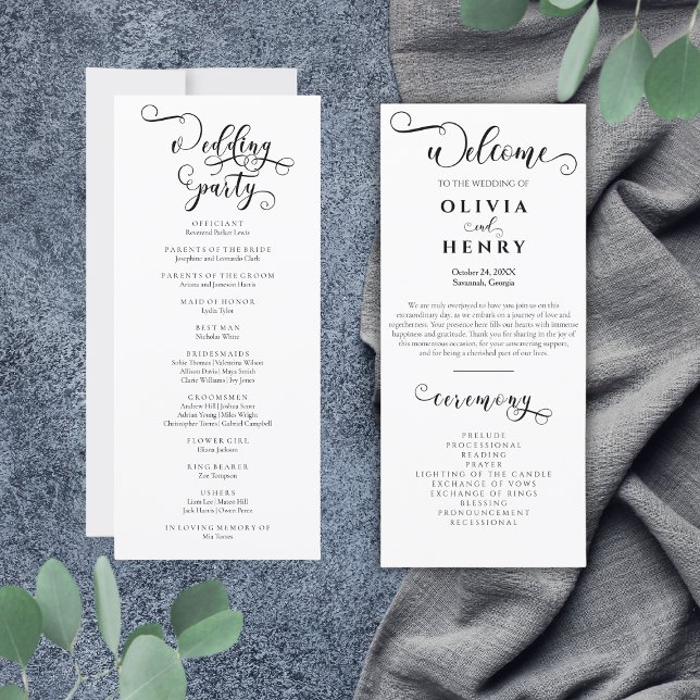 Elegant Romantic Calligraphy  Wedding Program  (Creator Uploaded)