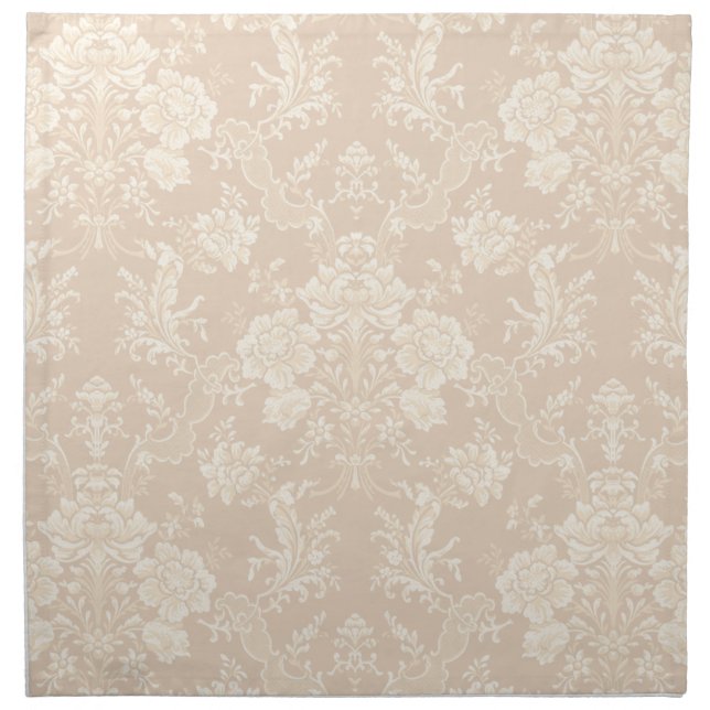 Elegant Romantic Chic Floral Damask-Cream Cloth Napkin (Front)