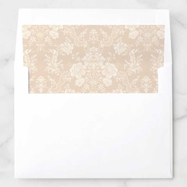 Elegant Romantic Chic Floral Damask-Cream Envelope Liner (In Envelope)
