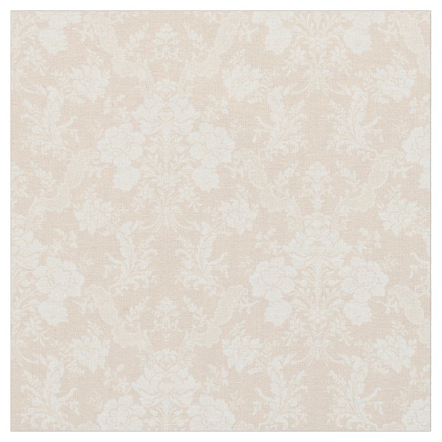 Elegant Romantic Chic Floral Damask-Cream Fabric (Close Up)