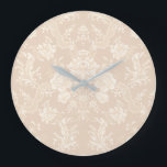 Elegant Romantic Chic Floral Damask-Cream Large Clock<br><div class="desc">Elegant vintage-inspired floral damask design featuring chic monochrome light-on-dark pastel cream flowers,  leafy scrolls and swags of delicate lacy ribbons. This pattern is seamless and can be scaled up or down.</div>
