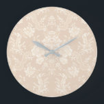 Elegant Romantic Chic Floral Damask-Cream Large Clock<br><div class="desc">Elegant vintage-inspired floral damask design featuring chic monochrome light-on-dark pastel cream flowers,  leafy scrolls and swags of delicate lacy ribbons. This pattern is seamless and can be scaled up or down.</div>