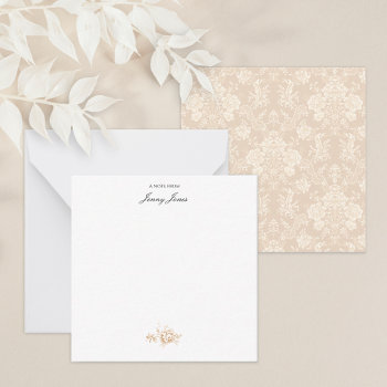 Elegant Romantic Chic Floral Damask-cream Note Card by GrafixMom at Zazzle
