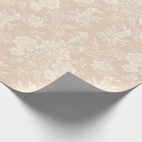 Elegant Romantic Chic Floral Damask_Cream Wrapping Paper