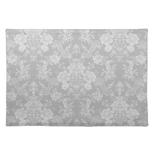 Elegant Romantic Chic Floral Damask-Gray Cloth Placemat