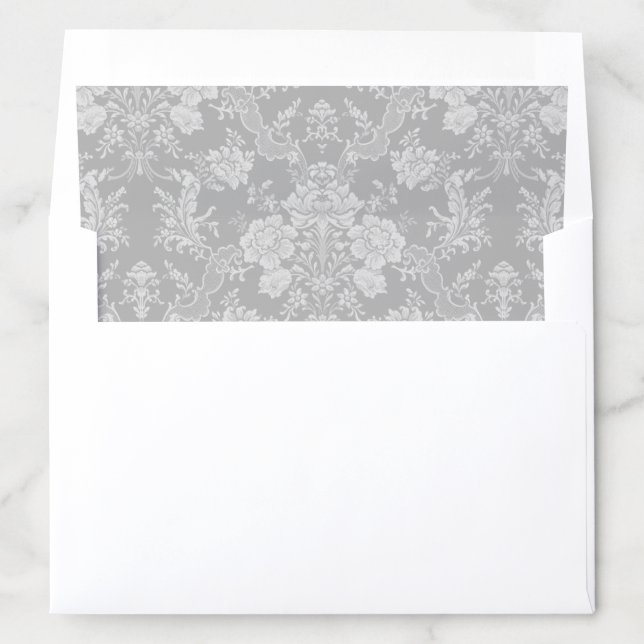 Elegant Romantic Chic Floral Damask-Gray Envelope Liner (In Envelope)