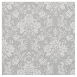 Elegant Romantic Chic Floral Damask-Gray Fabric