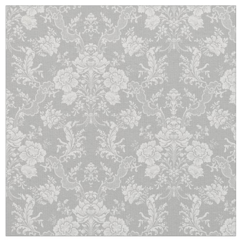 Elegant Romantic Chic Floral Damask_Gray Fabric