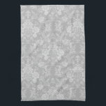 Elegant Romantic Chic Floral Damask-Gray Kitchen Towel<br><div class="desc">Elegant vintage-inspired floral damask design featuring chic monochrome light-on-dark pastel gray flowers,  leafy scrolls and swags of delicate lacy ribbons. This pattern is seamless and can be scaled up or down.</div>