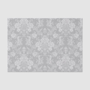 Elegant Romantic Chic Floral Damask-Gray Tissue Paper