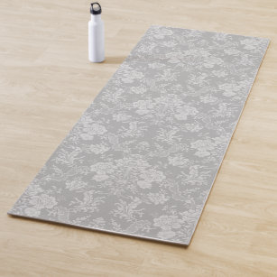 Elegant Romantic Chic Floral Damask-Gray Yoga Mat