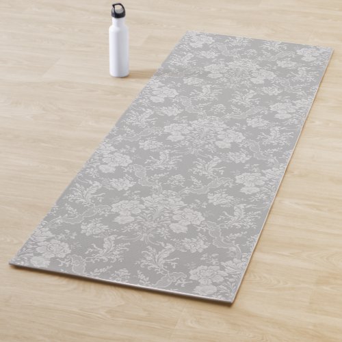 Elegant Romantic Chic Floral Damask_Gray Yoga Mat