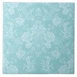 Elegant Romantic Chic Floral Damask-Mint Ceramic Tile<br><div class="desc">Elegant vintage-inspired floral damask design featuring chic monochrome light-on-dark pastel mint flowers,  leafy scrolls and swags of delicate lacy ribbons. This pattern is seamless and can be scaled up or down.</div>