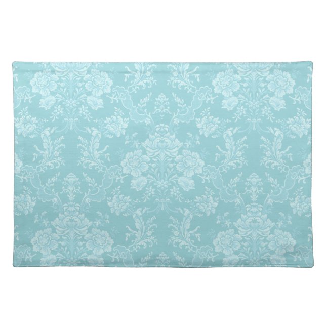 Elegant Romantic Chic Floral Damask-Mint Cloth Placemat (Front)