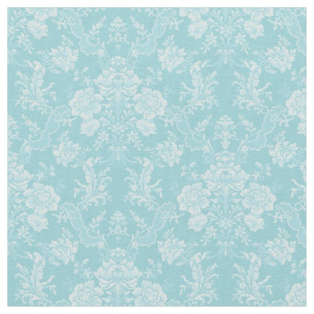 Elegant Romantic Chic Floral Damask-Mint Fabric (Close Up)