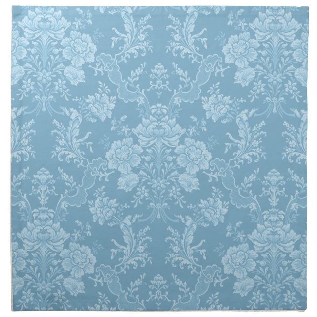 Elegant Romantic Chic Floral Damask-Pastel Blue Cloth Napkin (Front)