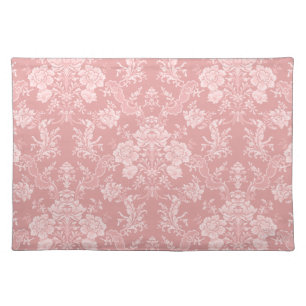 Elegant Romantic Chic Floral Damask-Pastel Blue Cloth Placemat