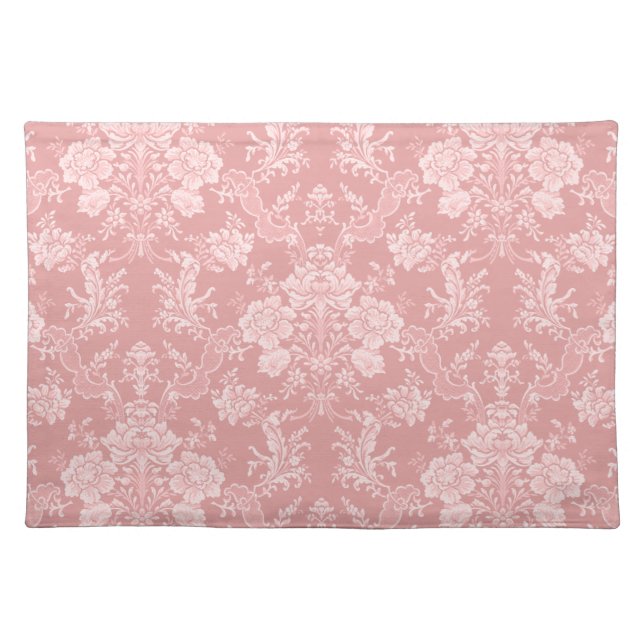 Elegant Romantic Chic Floral Damask-Pastel Blue Cloth Placemat (Front)