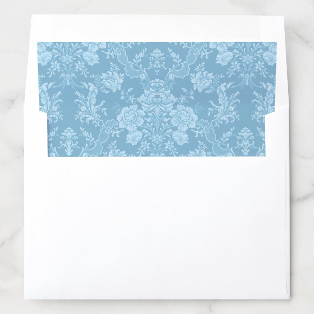 Elegant Romantic Chic Floral Damask-Pastel Blue Envelope Liner (In Envelope)