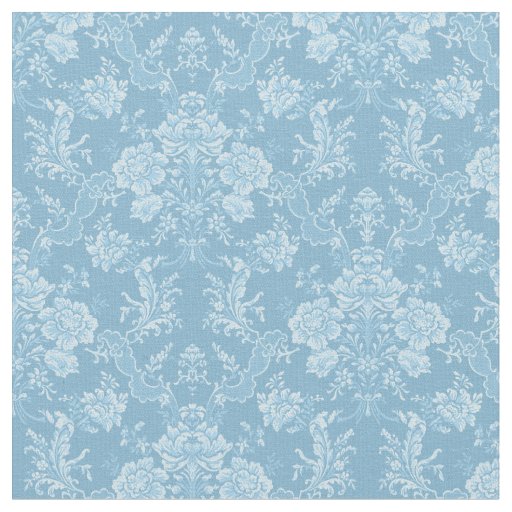 Elegant Romantic Chic Floral Damask-Pastel Blue Fabric