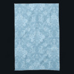 Elegant Romantic Chic Floral Damask-Pastel Blue Kitchen Towel<br><div class="desc">Elegant vintage-inspired floral damask design featuring chic monochrome light-on-dark pastel blue flowers,  leafy scrolls and swags of delicate lacy ribbons. This pattern is seamless and can be scaled up or down.</div>