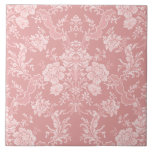 Elegant Romantic Chic Floral Damask-Pastel Pink Ceramic Tile<br><div class="desc">Elegant vintage-inspired floral damask design featuring chic monochrome light-on-dark pastel pink flowers,  leafy scrolls and swags of delicate lacy ribbons. This pattern is seamless and can be scaled up or down.</div>