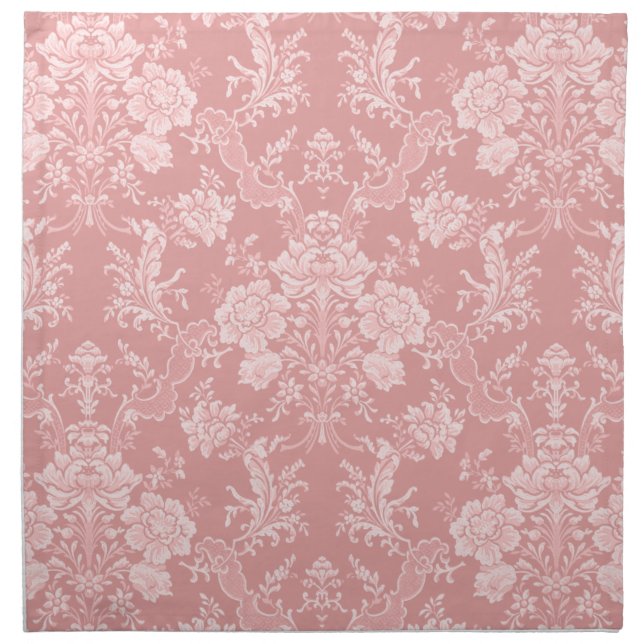 Elegant Romantic Chic Floral Damask-Pastel Pink Cloth Napkin (Front)