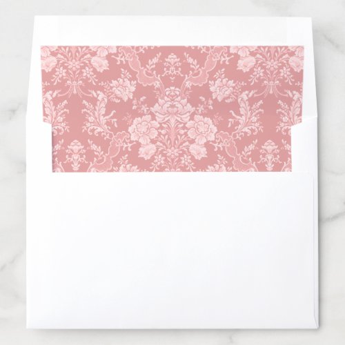 Elegant Romantic Chic Floral Damask_Pastel Pink Envelope Liner