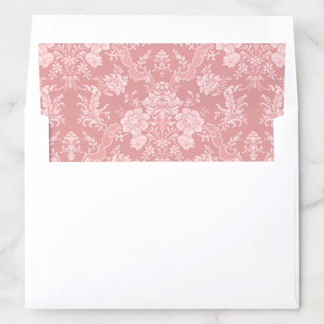 Elegant Romantic Chic Floral Damask-Pastel Pink Envelope Liner (In Envelope)