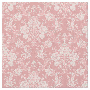 Elegant Romantic Chic Floral Damask-Pastel Pink Fabric