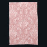 Elegant Romantic Chic Floral Damask-Pastel Pink Kitchen Towel<br><div class="desc">Elegant vintage-inspired floral damask design featuring chic monochrome light-on-dark pastel pink flowers,  leafy scrolls and swags of delicate lacy ribbons. This pattern is seamless and can be scaled up or down.</div>