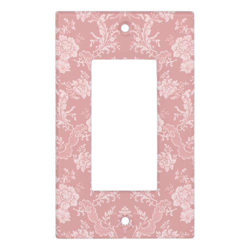 Elegant Romantic Chic Floral Damask_Pastel Pink Light Switch Cover