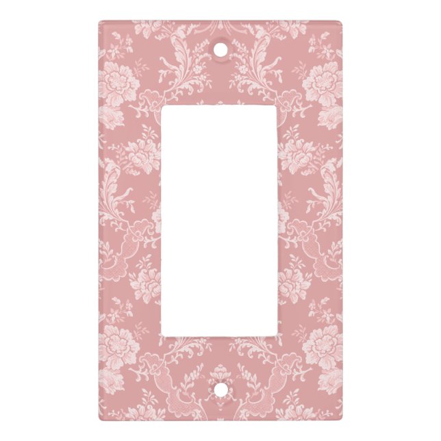 Elegant Romantic Chic Floral Damask-Pastel Pink Light Switch Cover (Front)