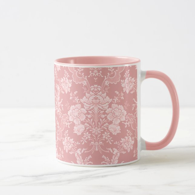 Elegant Romantic Chic Floral Damask-Pastel Pink Mug (Right)