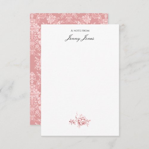 Elegant Romantic Chic Floral Damask_Pastel Pink Note Card