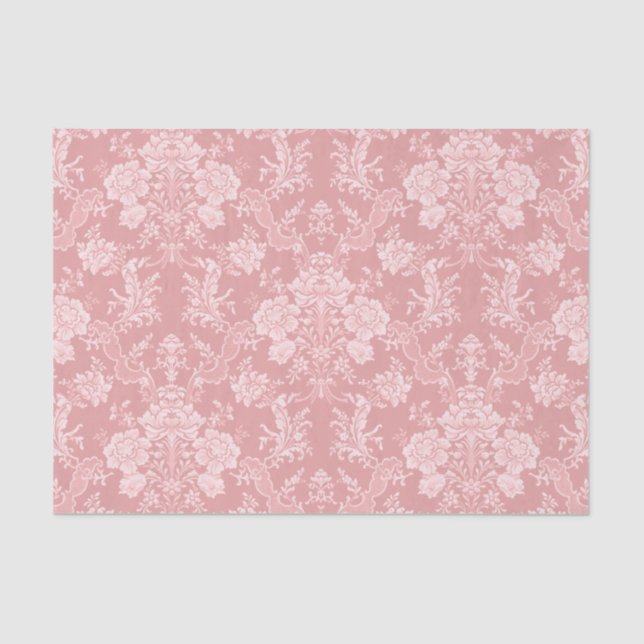 Elegant Romantic Chic Floral Damask-Pastel Pink Tissue Paper (Front)