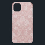 Elegant Romantic Chic Floral Damask-Pastel Pink iPhone 11 Case<br><div class="desc">Elegant vintage-inspired floral damask design featuring chic monochrome light-on-dark pastel pink flowers,  leafy scrolls and swags of delicate lacy ribbons. This pattern is seamless and can be scaled up or down.</div>