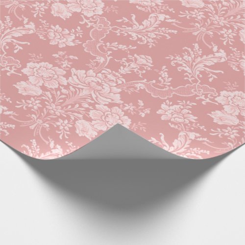 Elegant Romantic Chic Floral Damask_Pastel Pink Wrapping Paper
