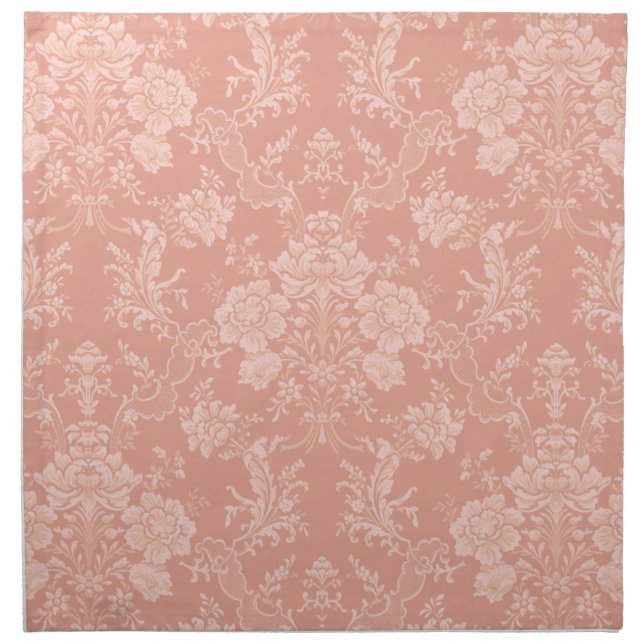 Elegant Romantic Chic Floral Damask-Peach Cloth Napkin (Front)