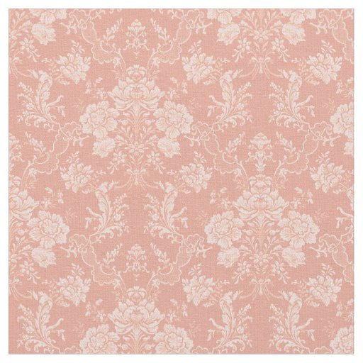 Elegant Romantic Chic Floral Damask-Peach Fabric