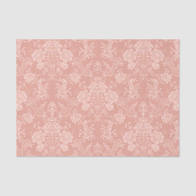 Elegant Romantic Chic Floral Damask-Peach Tissue Paper (Front)