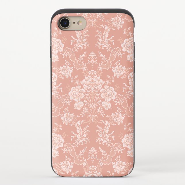 Elegant Romantic Chic Floral Damask-Peach Uncommon iPhone Case (Back)
