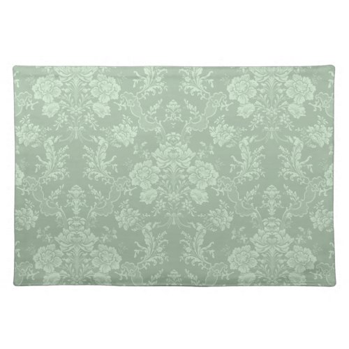 Elegant Romantic Chic Floral Damask_Sage Green Cloth Placemat