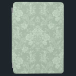 Elegant Romantic Chic Floral Damask-Sage Green iPad Air Cover<br><div class="desc">Elegant vintage-inspired floral damask design featuring chic monochrome light-on-dark sage green flowers,  leafy scrolls and swags of delicate lacy ribbons. This pattern is seamless and can be scaled up or down.</div>